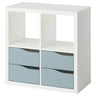 KALLAX shelving unit, with 4 drawers white/light grey-blue wave shaped, 77x77 cm