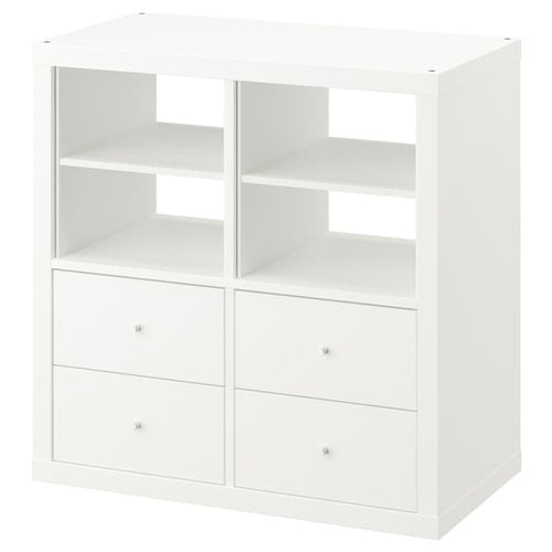 KALLAX shelving unit, with 4 drawers/with 2 shelf inserts white, 77x77 cm