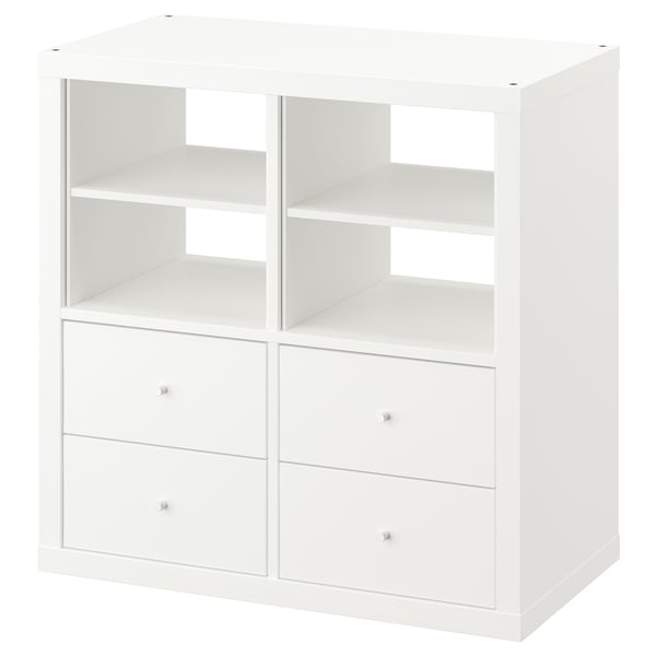 KALLAX shelving unit, with 4 drawers/with 2 shelf inserts white, 77x77 cm
