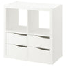 KALLAX shelving unit, with 4 drawers wave shaped/white, 77x77 cm
