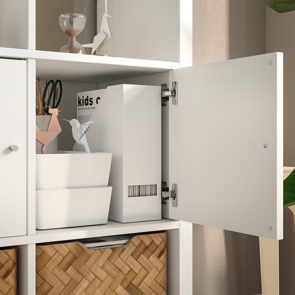 KALLAX shelving unit with 6 inserts, white, 112x147 cm