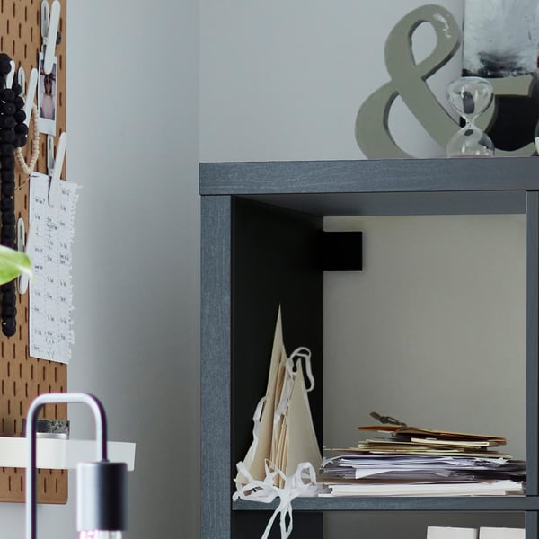 KALLAX shelving unit with 6 inserts, black-brown, 112x147 cm