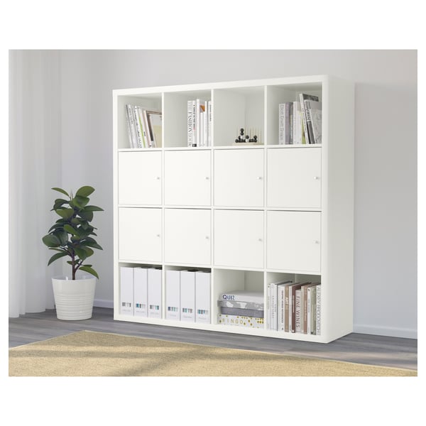 KALLAX shelving unit with 8 inserts, white, 147x147 cm