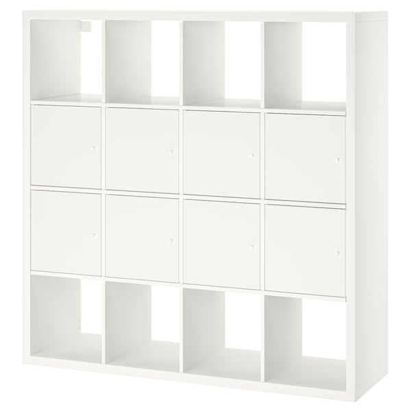 KALLAX shelving unit with 8 inserts, white, 147x147 cm