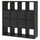 KALLAX shelving unit with 8 inserts, black-brown, 147x147 cm