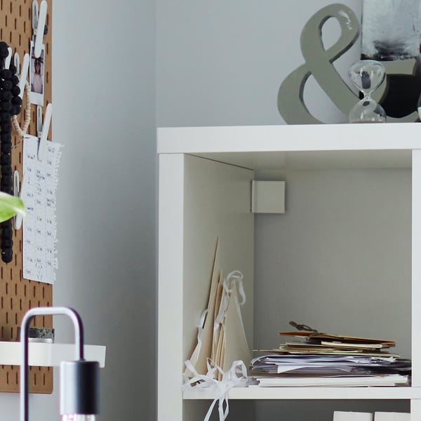 KALLAX shelving unit with doors, white, 77x147 cm