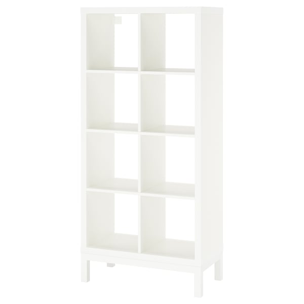 KALLAX shelving unit with underframe, white/white, 77x164 cm