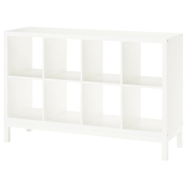 KALLAX shelving unit with underframe, black-brown/white, 147x94 cm