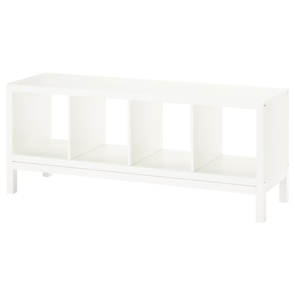 KALLAX shelving unit with underframe, white/white, 147x59 cm