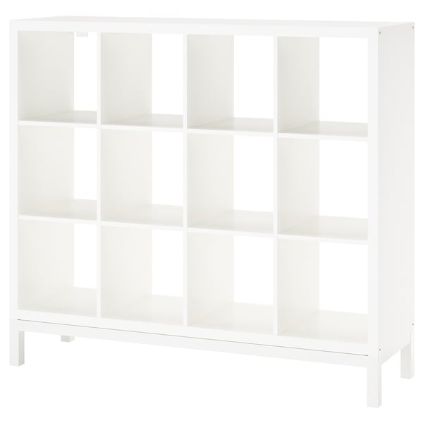 KALLAX shelving unit with underframe, white/white, 147x129 cm