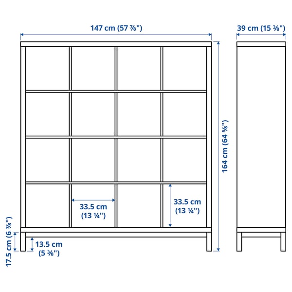 KALLAX shelving unit with underframe, white/white, 147x164 cm