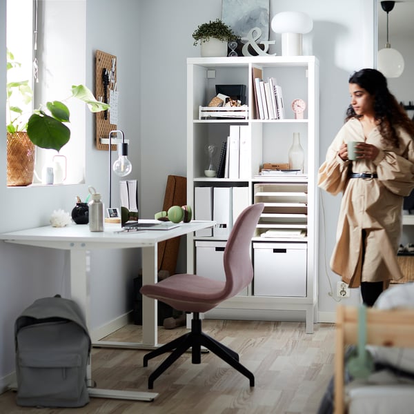 KALLAX shelving unit with underframe, white/white, 77x164 cm