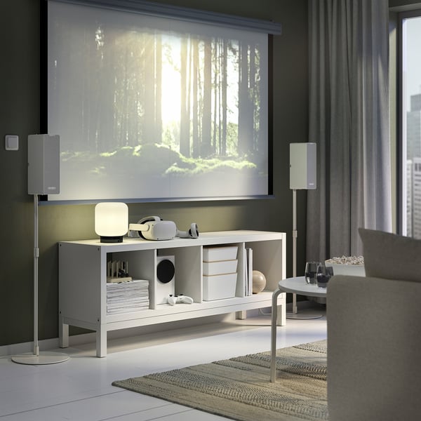 KALLAX shelving unit with underframe, white/white, 147x59 cm