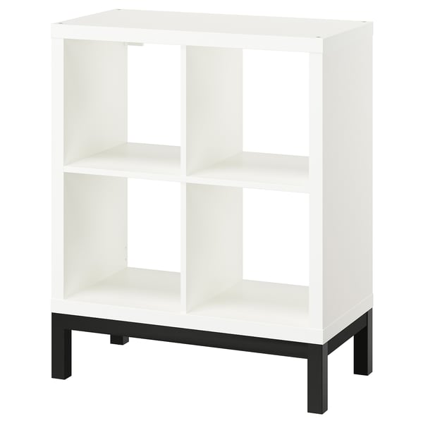 KALLAX shelving unit with underframe, white/black, 77x94 cm