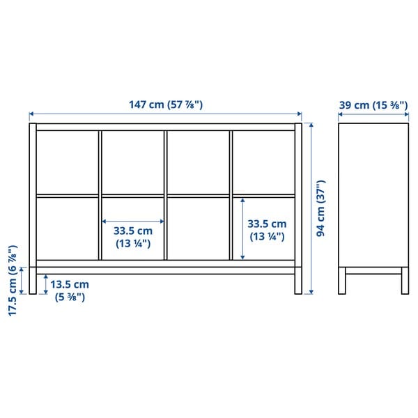 Ikea KALLAX - Shelving unit with underframe, with 2 doors/4 drawers/black-brown, 147x94 cm