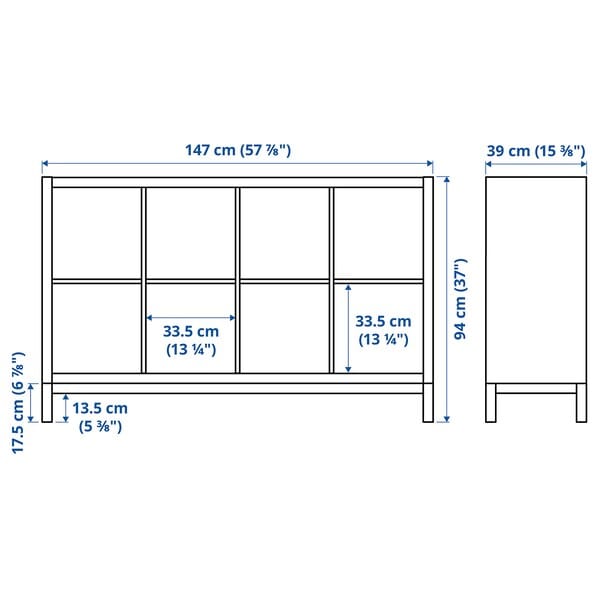 Ikea KALLAX - Shelving unit with underframe, with 2 doors/4 drawers/black-brown, 147x94 cm