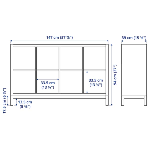 KALLAX - Shelving unit with underframe, with 2 doors/with 2 shelf inserts white, 147x94 cm