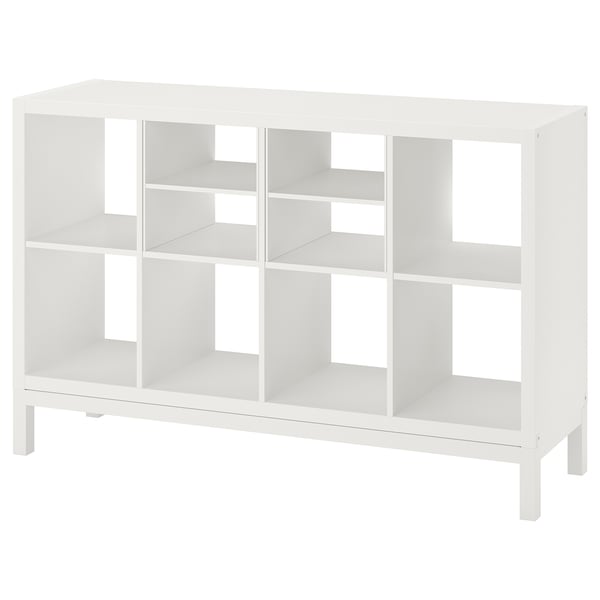 KALLAX shelving unit with underframe, with 2 shelf inserts/white, 147x94 cm