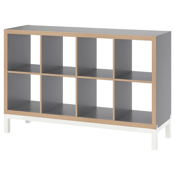 KALLAX - KALLAX Shelving unit with underframe, grey wood effect/white, 147x94 cm