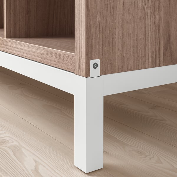 KALLAX shelving unit with underframe, walnut effect/light grey white, 147x94 cm