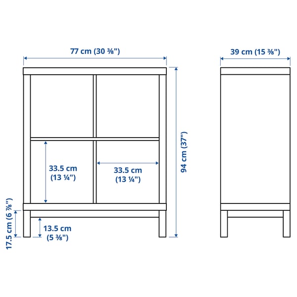 KALLAX shelving unit with underframe, high-gloss/white/white, 77x94 cm