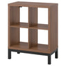 KALLAX shelving unit with underframe, brown walnut effect/black, 77x94 cm