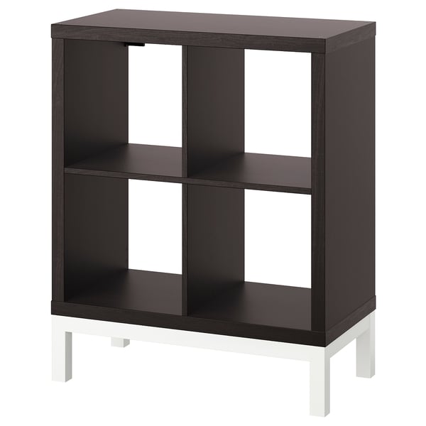 KALLAX shelving unit with underframe, black-brown/white, 77x94 cm