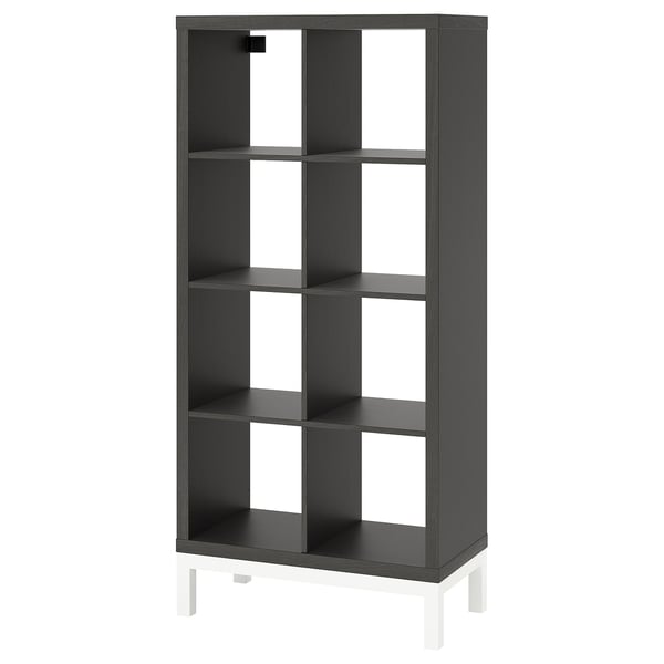KALLAX shelving unit with underframe, black-brown/white, 77x164 cm