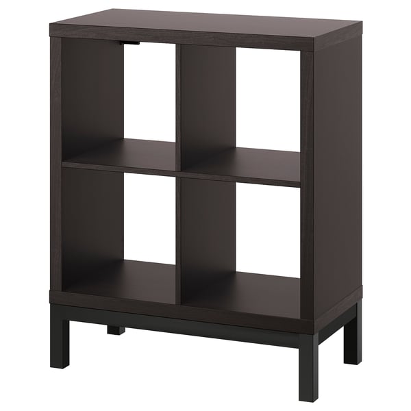 KALLAX shelving unit with underframe, black-brown/black, 77x94 cm