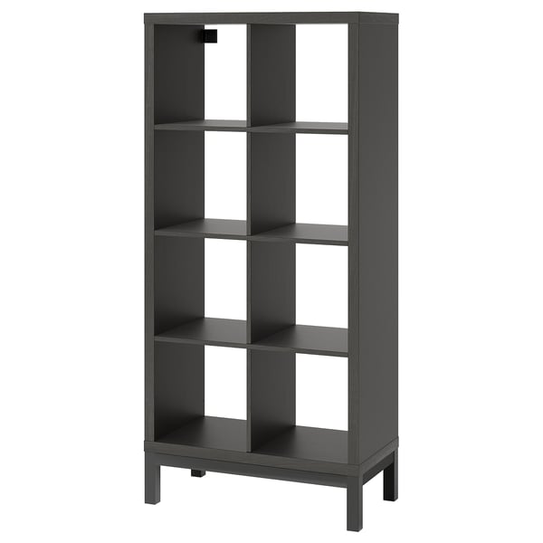 KALLAX - KALLAX Shelving unit with underframe, black-brown/black, 77x164 cm