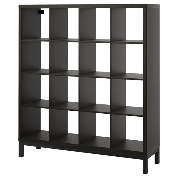 KALLAX shelving unit with underframe, black-brown/black, 147x164 cm