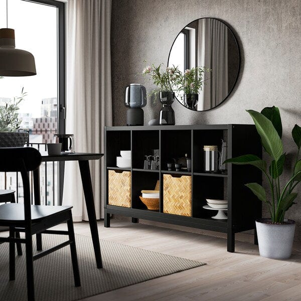 Ikea KALLAX - Shelving unit with underframe, black-brown/black, 147x94 cm