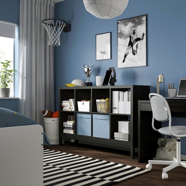 KALLAX - KALLAX Shelving unit with underframe, black-brown/black, 147x94 cm