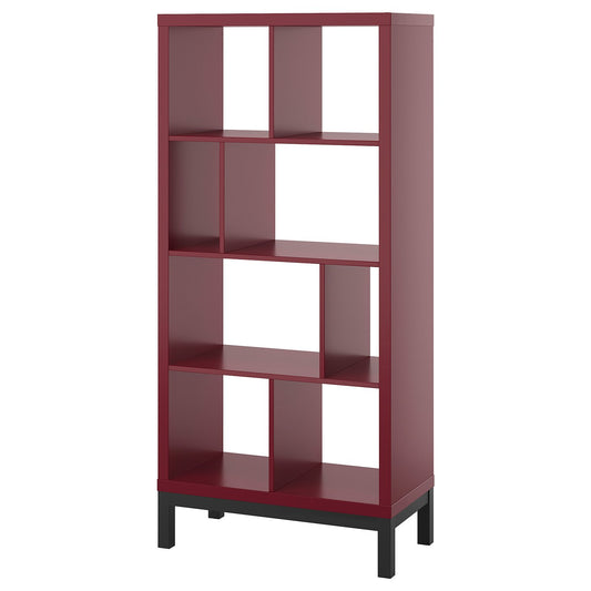 KALLAX shelving unit with underframe, brown-red/black, 77x39x164 cm