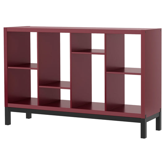 KALLAX shelving unit with underframe, brown-red/black, 147x39x94 cm