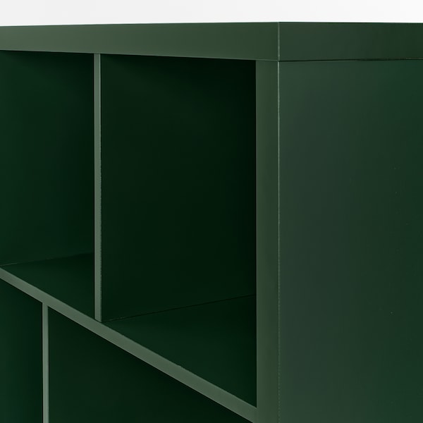 KALLAX - Shelving unit with underframe, dark green/black, 77x39x164 cm