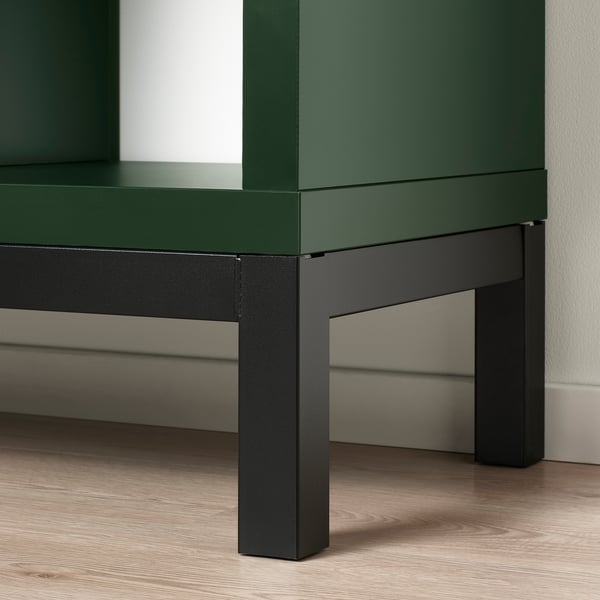 KALLAX - KALLAX Shelving unit with underframe, dark green/black, 77x39x164 cm