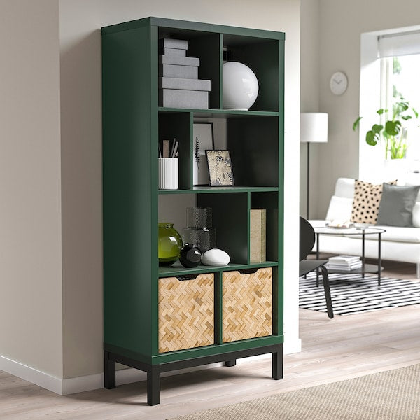 KALLAX - Shelving unit with underframe, dark green/black, 77x39x164 cm