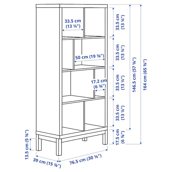 KALLAX - Shelving unit with underframe, dark green/black, 77x39x164 cm