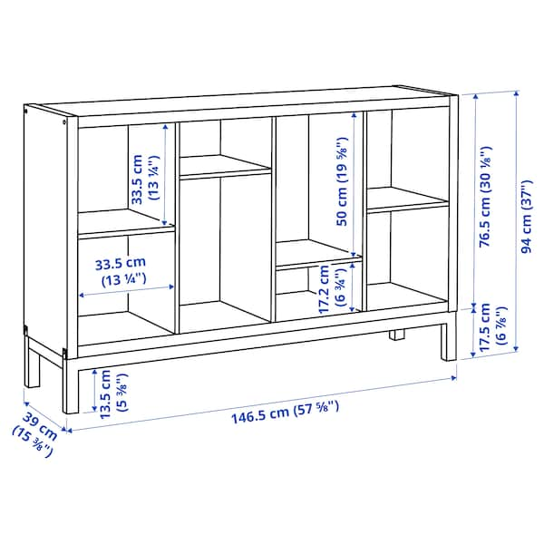 KALLAX - Shelving unit with underframe, dark green/black, 147x39x94 cm