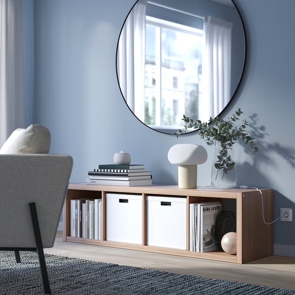 KALLAX shelving unit, walnut effect light grey, 42x147 cm