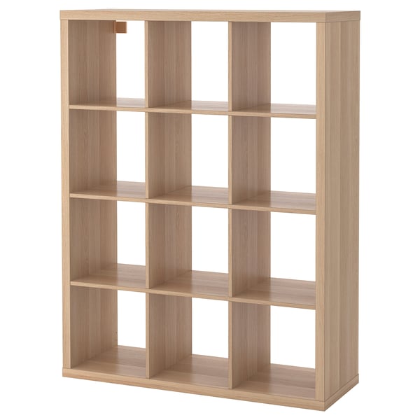 KALLAX - KALLAX Shelving unit, white stained oak effect, 112x147 cm