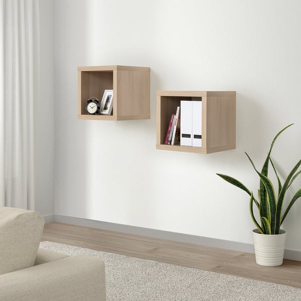 KALLAX shelving unit, white stained oak effect, 42x41 cm
