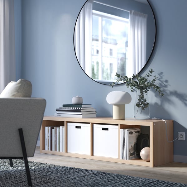 KALLAX shelving unit, white stained oak effect, 42x147 cm