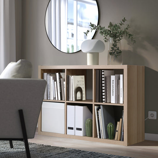 KALLAX shelving unit, white stained oak effect, 77x112 cm