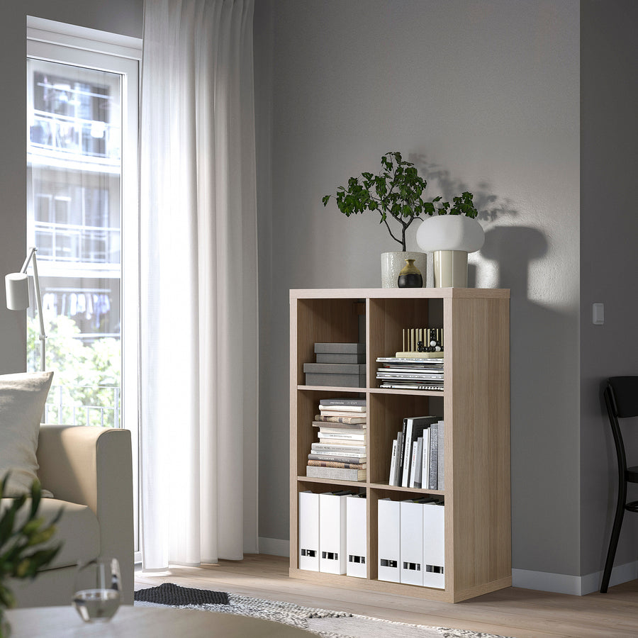 KALLAX shelving unit, white stained oak effect, 77x112 cm