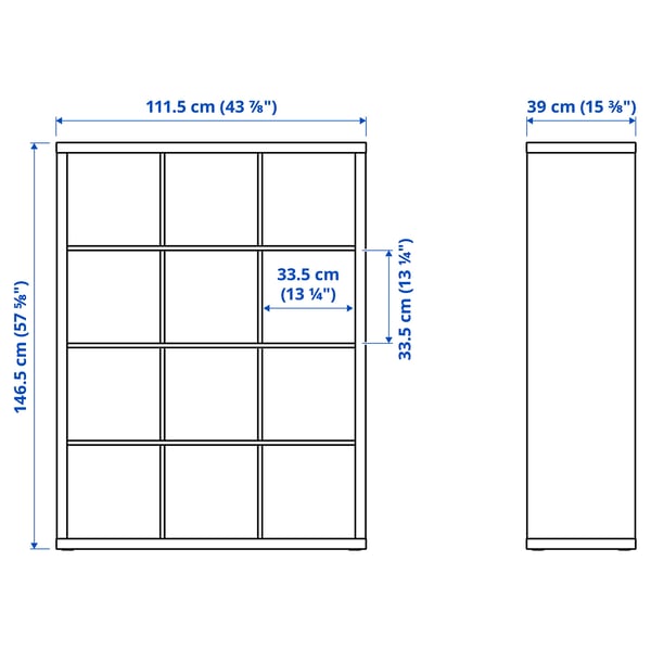 KALLAX - KALLAX Shelving unit, white stained oak effect, 112x147 cm