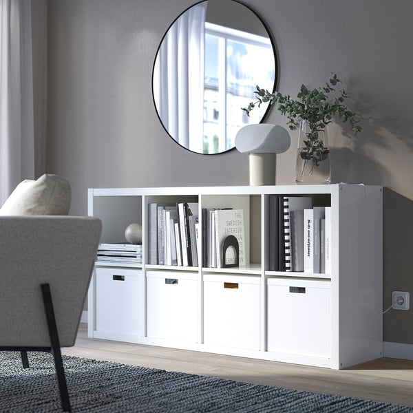 KALLAX - KALLAX Shelving unit, high-gloss white, 77x147 cm
