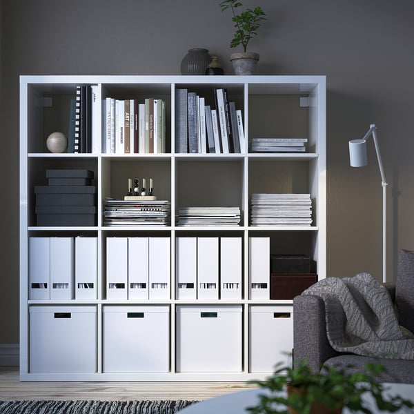KALLAX shelving unit, high-gloss white, 147x147 cm