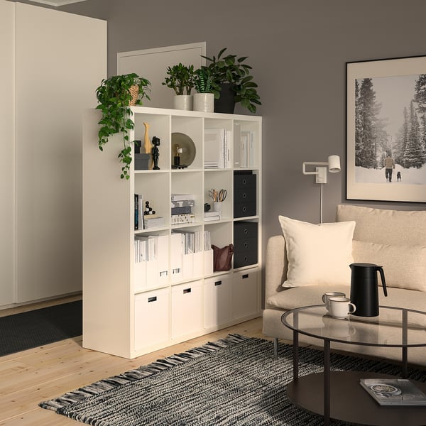 KALLAX - KALLAX Shelving unit, high-gloss white, 147x147 cm